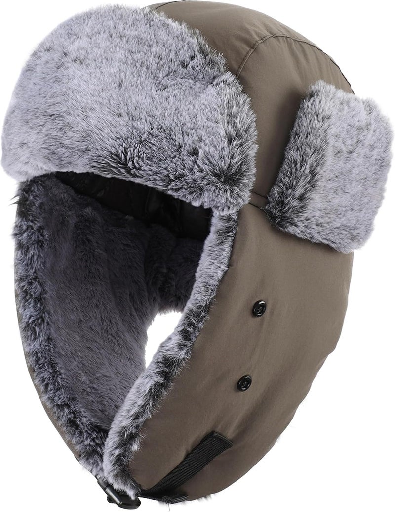 Connectyle Trapper Hat for Men Women Faux Fur Trooper Trapper Winter Hat with Ear Flaps Waterproof Ushanka Hunting Hats - Image 2